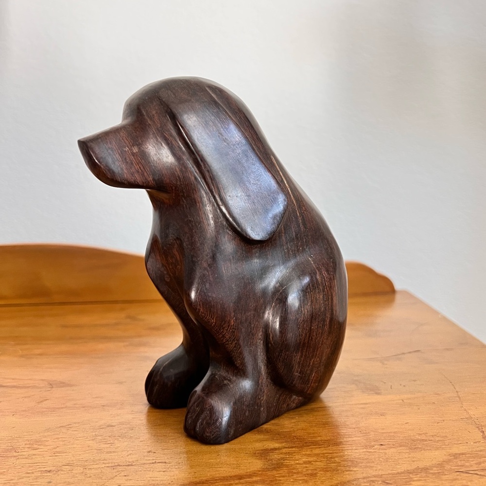 Vintage A1 Wood Sculpture Dog Carved Figurine 7” Tall MCM Table Shelf Decor‎